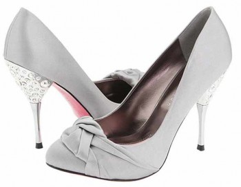 Rhinestone Embossed Metallic Heel